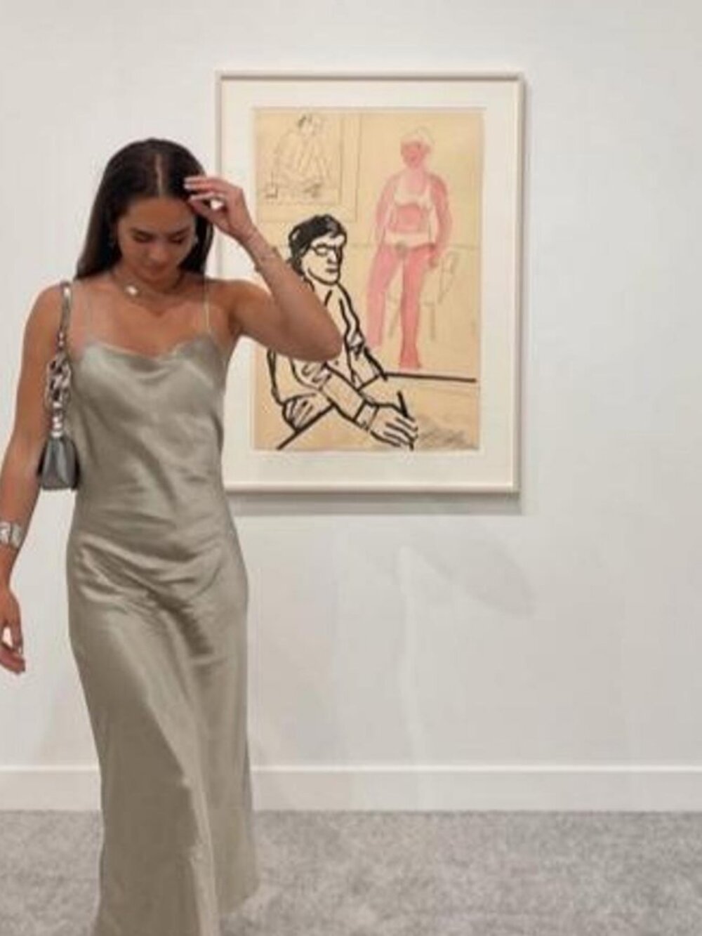 Carmen Says Silver Metallic Ankle Length Dress S